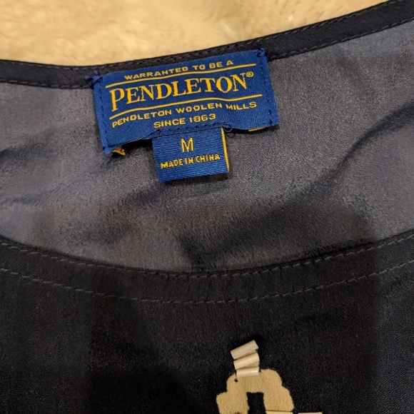 Women's Pendleton Navy Blue Blouse, Beaded M - Picture 5 of 8